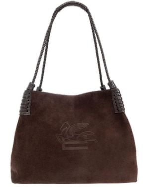 Etro Libra Logo Detailed Tote Bag - Brown