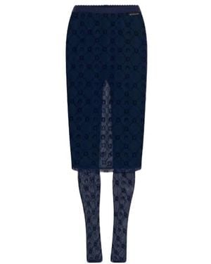 Marine Serre Moonogram Mesh Flocked Pant-Skirt - Black