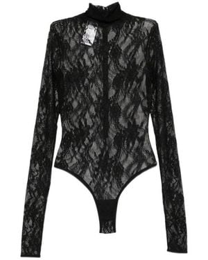 ANDAMANE Ziggy Lace-Patterned High-Neck Bodysuit - Black