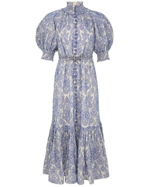 Zimmermann Wylie Lantern Midi Dress - Blue