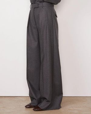 Officine Generale Elka Pleated Wide-Leg Tailored Trousers - Grey