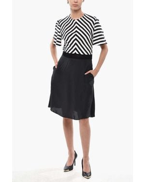 Stella McCartney Striped Short-Sleeve Midi Dress - Black