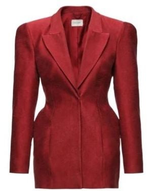 Magda Butrym Cinched-Waist Peak-Lapel Blazer - Red