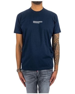 DSquared² Logo Printed Short-Sleeved T-Shirt - Blue