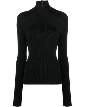 MSGM Wrap Detail Turtleneck Top - Black