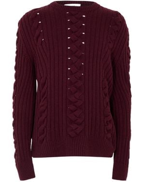 McQueen Alex Cable Crew Neck Jumper - Purple