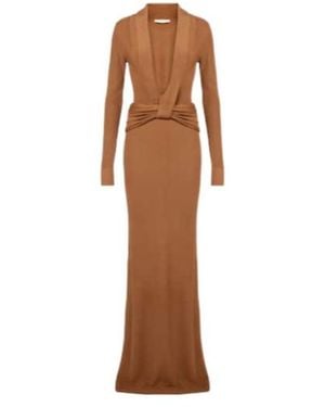 AYA MUSE Pleated Knitted Dress - Brown