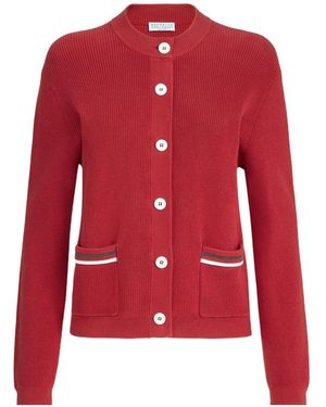 Brunello Cucinelli Ribbed Pocket Cardigan - Red