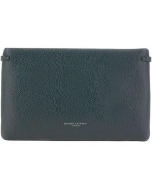 Gianni Chiarini Hermy Hammered-Leather Clutch Bag - Grey