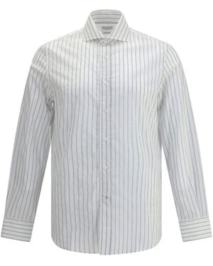 Brunello Cucinelli Striped Button-Up Shirt - White