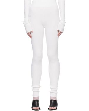 Rier Fine Ribbed Silk Long Leggings - White