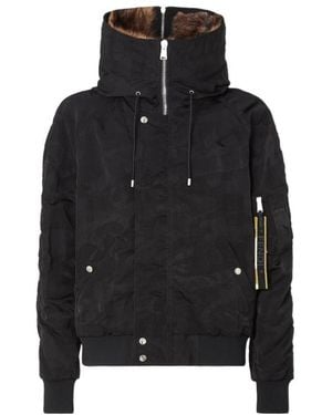 Fendi Patchwork Nylon Bomber Jacket - Black