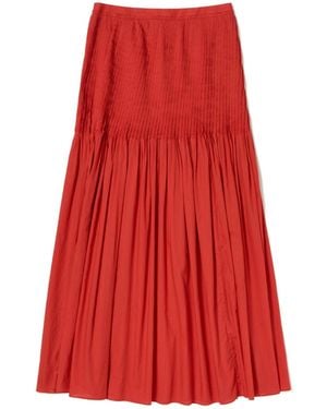 AURALEE Pleated Tiered Maxi Skirt