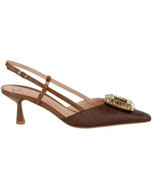 Roberto Festa Ingrid Embellished Slingback Court Shoes - Brown