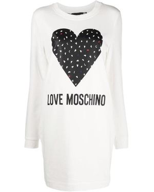 Moschino Logo-Print Sweatshirt Dress - White