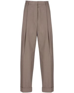 Dries Van Noten Pleated Turn-Up Hem Trousers - Grey