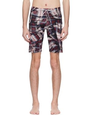 Vivienne Westwood Draped Tartan Fitted Swim Shorts - Blue