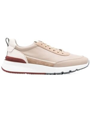 Brunello Cucinelli Panelled Leather Trainers - White