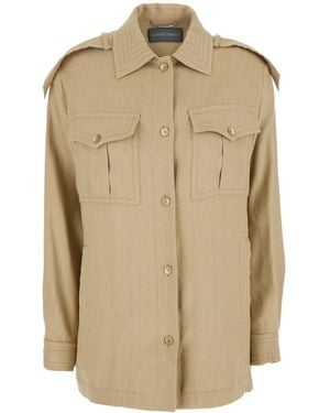 Alberta Ferretti Stitched Shirt Jacket - Natural