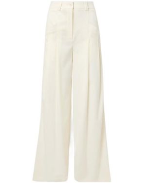 Altuzarra Pleated Wool Wide-Leg Pants - White
