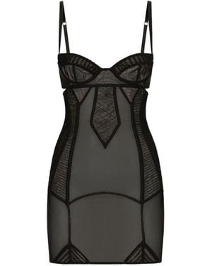 Dolce & Gabbana Corset Tulle Mini Dress - Black