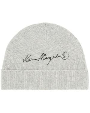 MM6 by Maison Margiela Embroidered Logo Beanie Hat - White