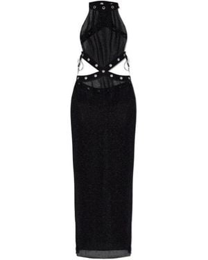 Oséree Oséree Cut-Out Lurex Maxi Dress - Black