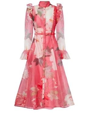 Leo Katrina Floral Midi Dress - Pink