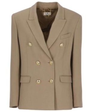 Elisabetta Franchi Gabardine Double-Breasted Jacket - Natural
