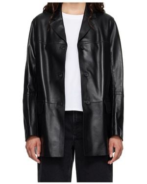 Loulou de Saison Nari Notch-Lapel Leather Jacket - Black