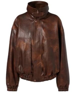 Magda Butrym Leather Blouson Jacket - Brown