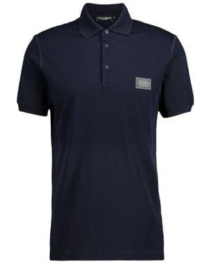 Dolce & Gabbana Plaque Polo Shirt - Blue