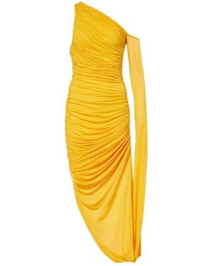 Mugler Draped One-Shoulder Jersey Maxi Dress - Yellow