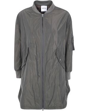 Aspesi Zip-Front Parka Coat - Gray
