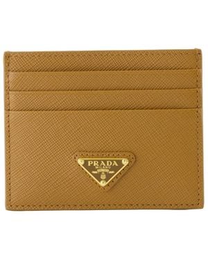 Prada Saffiano Leather Card Holder - Natural