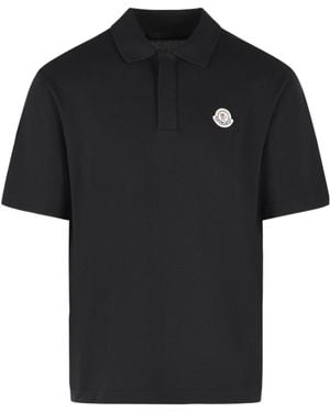 Moncler Logo Patch Short-Sleeved Polo Shirt - Black