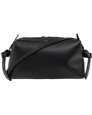 Yuzefi Brioche Grained Leather Shoulder Bag - Black