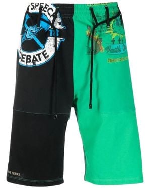 Marine Serre Graphic-Print Track Shorts - Green