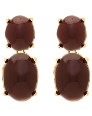 Saint Laurent Cabochon Pendant Earrings - Brown