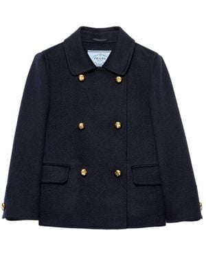 Prada Double-Breasted Long Sleeved Jacket - Blue