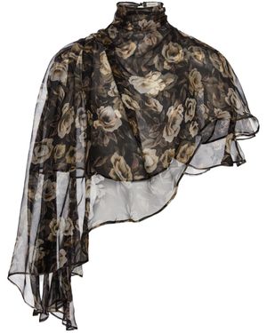 Magda Butrym Floral High-Neck Top - Black