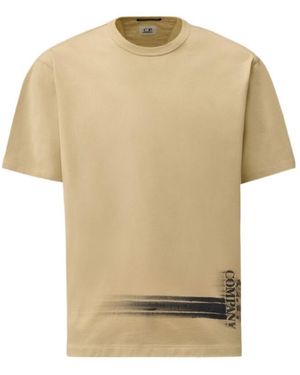 C.P. Company Logo Printed Crewneck T-Shirt - Natural
