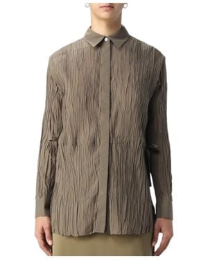 Theory Tie-Waist Crinkled Shirt - Brown