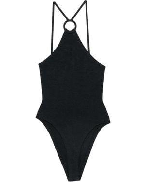 Hunza G Jasmine Tonal Hoop Swimsuit - Black