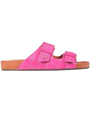 L'Autre Chose Buckle Embossed Sandals - Pink