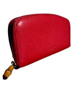 Gucci Zip Around Wallet With Bamboo - Red