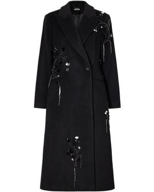 Jonathan Simkhai Gianni Beaded Double-Breasted Wool-Blend Felt Coat - Black