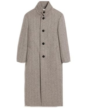 Ami Paris High-Neck Wool Coat - Grey