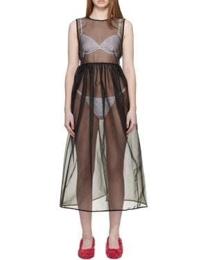 Cecilie Bahnsen Camilla Liquid Myrtia Midi Dress - Black