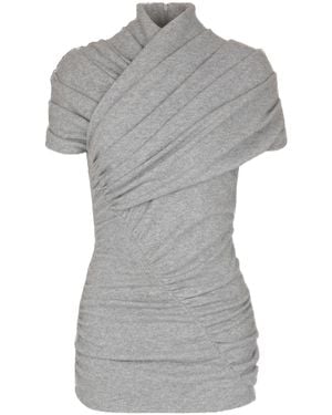 Balmain Draped Knit Top - Grey